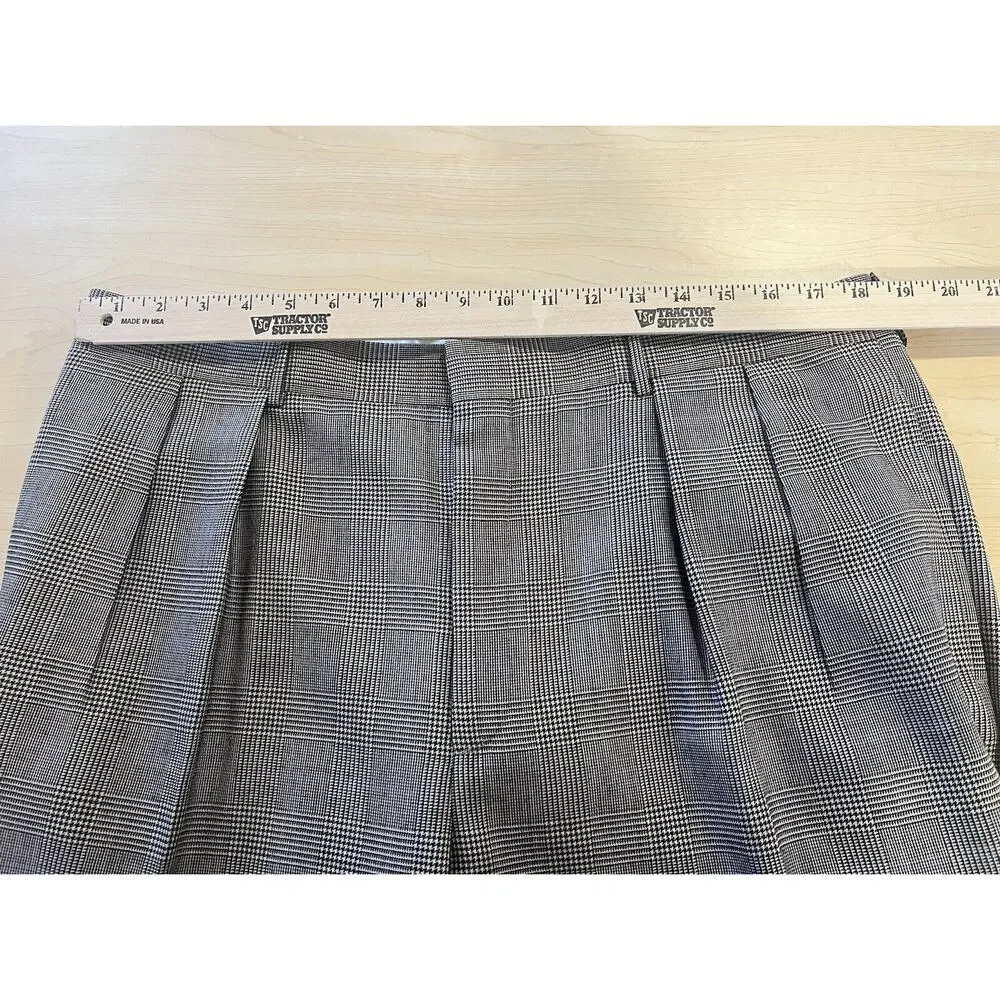VINTAGE 80s 90s Polo Ralph Lauren Wool Trousers Pants 38x30 Pleated Houndstooth